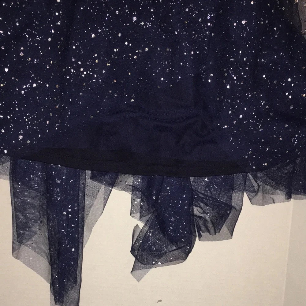NWT The Children's Place Navy Velvet & Sparkle Tulle Party Dress | size 10/12